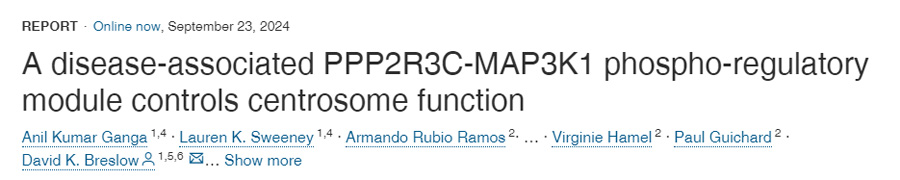 
與疾病相關的PPP2R3C-MAP3K1磷酸調節(jié)模塊控制中心體功能