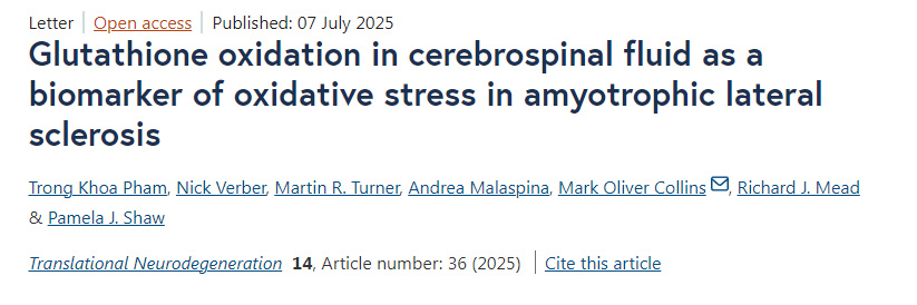 腦脊液中谷胱甘肽氧化作為肌萎縮側(cè)索硬化癥氧化應(yīng)激的生物標(biāo)志物制