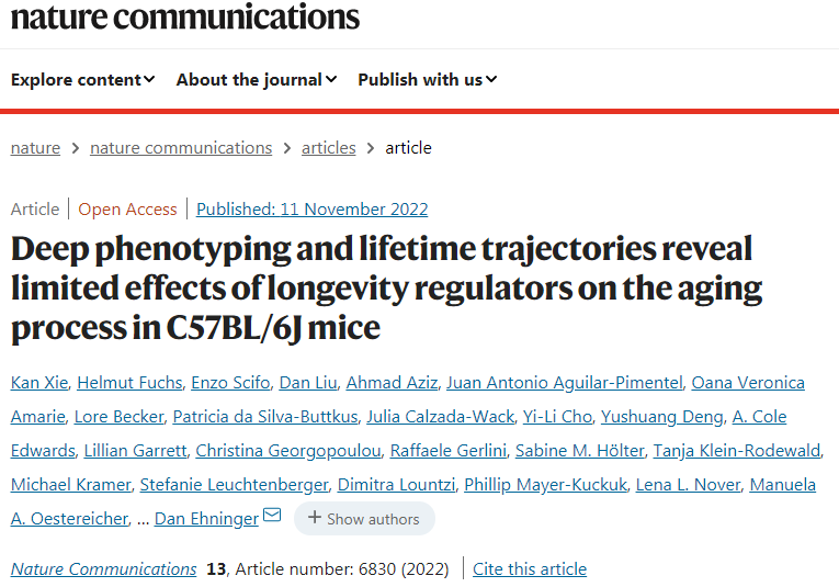通過(guò)小鼠測(cè)試，發(fā)現(xiàn)三種抗衰老療法對(duì)衰老的假定影響基本上無(wú)效