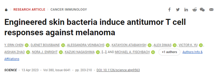 研究通過表達(dá)固定在分泌蛋白或細(xì)菌表面蛋白上的腫瘤抗原改造皮膚細(xì)菌表皮葡萄球菌來，測試其驅(qū)動(dòng)抗腫瘤免疫反應(yīng)的能力