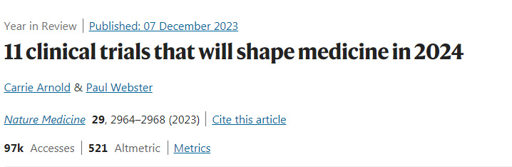 2024年將影響醫(yī)學(xué)的11項臨床試驗