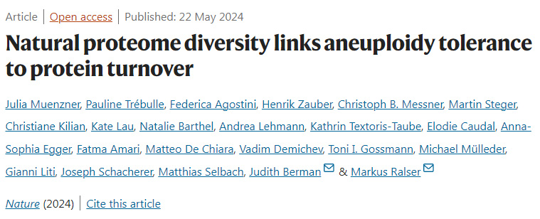 天然蛋白質(zhì)組多樣性將非整倍體耐受性與蛋白質(zhì)周轉(zhuǎn)聯(lián)系起來