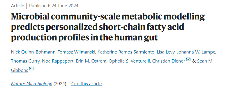微生物群落規(guī)模的代謝模型預(yù)測(cè)人類腸道中個(gè)性化的短鏈脂肪酸生產(chǎn)概況