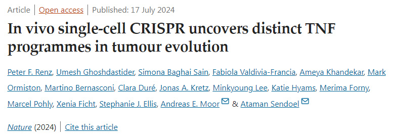 體內(nèi)單細(xì)胞CRISPR揭示了腫瘤進(jìn)化中不同的TNF程序